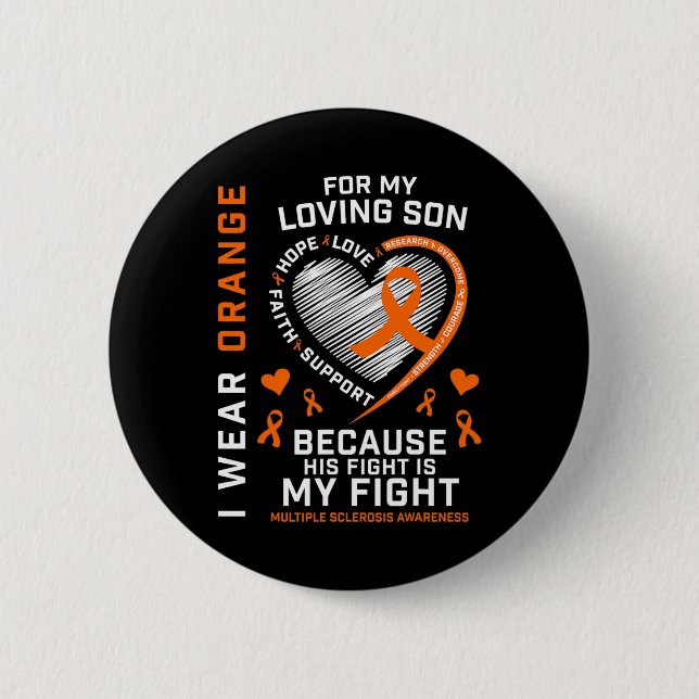 Geschenke Apparel Orange Son Multiple Sklerose Awa Button (Vorderseite)
