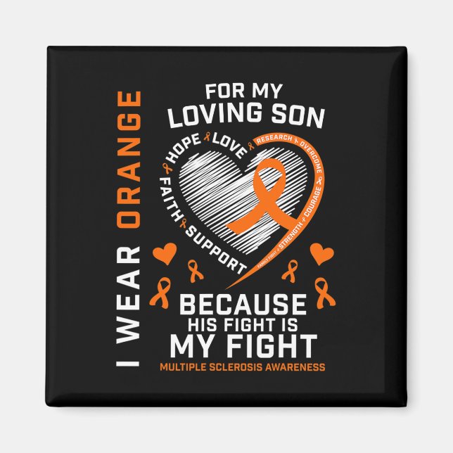 Geschenke Apparel Orange Son Multiple Sklerose Awa Magnet (Vorne)