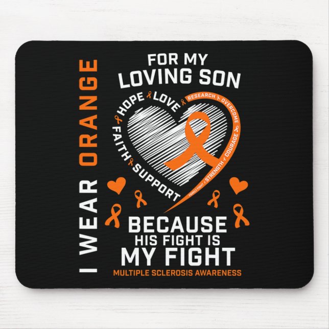 Geschenke Apparel Orange Son Multiple Sklerose Awa Mousepad (Vorne)
