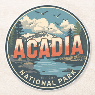 Geschenke aus dem Acadia Nationalpark im Vintage-S Runder Pappuntersetzer