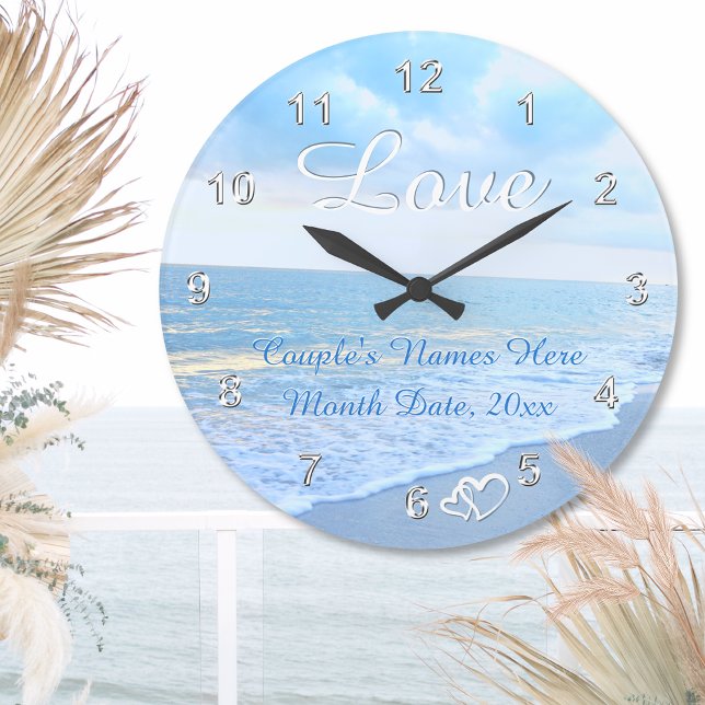 Geschenke aus dem Brautparty mit dem Thema Strand, Große Wanduhr (Beach themed wedding gifts. Beach Wall Clocks. Destination Wedding Gift Ideas.  Destination Wedding.)