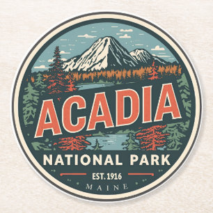 Geschenke aus der Natur des Acadia Nationalparks i Runder Pappuntersetzer