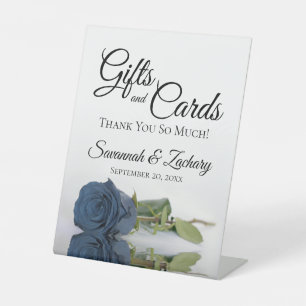 Geschenke & Cards Dusty Steel Blue Rose Vielen Dan Sockelschild