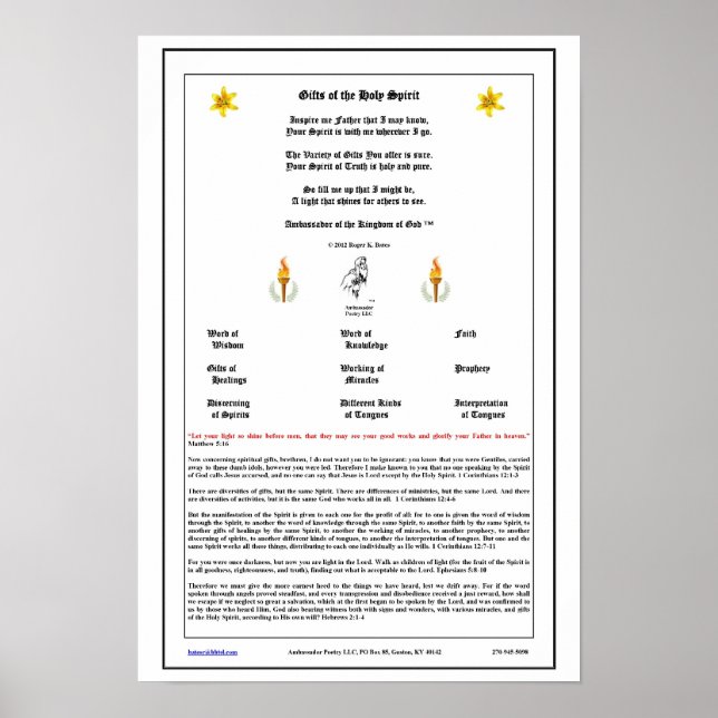 Geschenke des Heiligen Geistes Poster (Vorne)