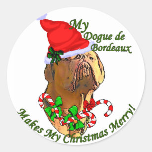 Geschenke Dogue de Bordeaux Christmas Runder Aufkleber