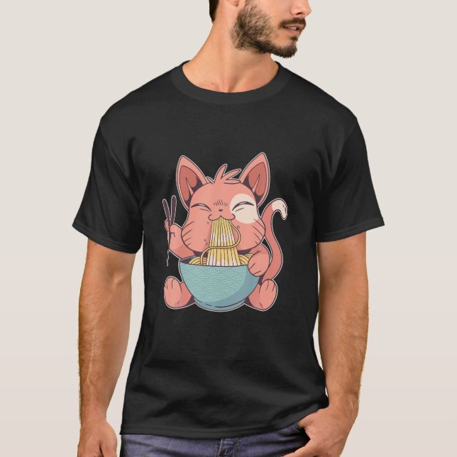 Geschenke für Anime Lovers Ramen Cat Neko Anime Ka T-Shirt (Vorderseite)