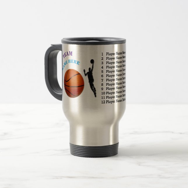 Geschenke für Basketball-Trainer, Ihr Text, Reisebecher (Vorderseite Links)