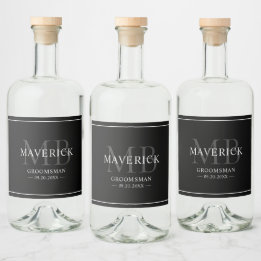 Geschenke für Brautjungfern - Monogramm Hochzeitsg Alkoholflaschenetikett