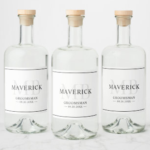 Geschenke für Brautjungfern - Monogramm Hochzeitsg Alkoholflaschenetikett