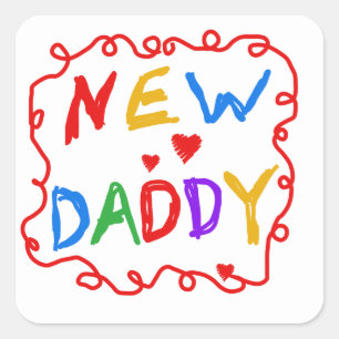 Geschenke für den neuen Papa in Primärfarben Quadratischer Aufkleber