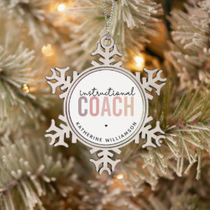 Geschenke für den Trainer nach Maß Schneeflocken Zinn-Ornament