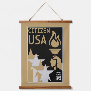 Geschenke für die amerikanische Staatsbürgerschaft Wandteppich Mit Holzrahmen
