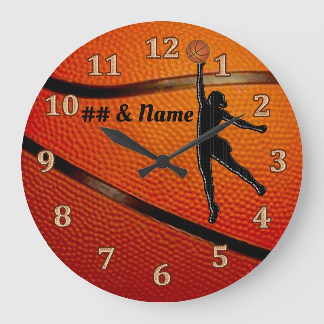 Geschenke für Girl Basketball Spieler Basketball U Große Wanduhr (Vorderseite)