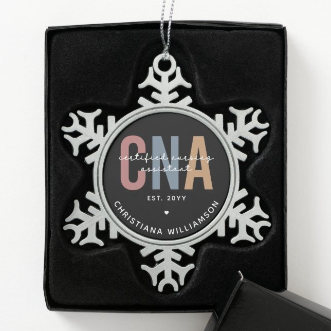 Geschenke für kundenspezifische CNA Retro zertifiz Schneeflocken Zinn-Ornament (Box)