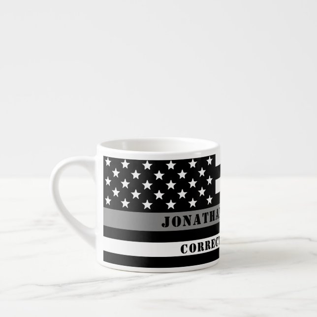 Geschenke für kundenspezifische dünne graue Linie Espressotasse (Links)