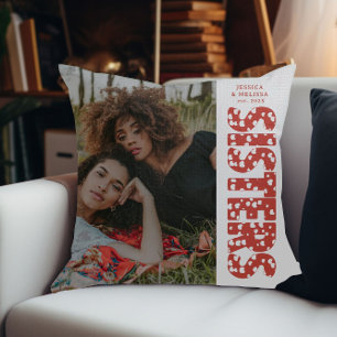 Geschenke für moderne Herz-Foto-Schwestern Kissen
