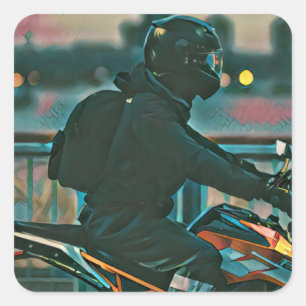 Geschenke für Motorradfahrer Quadratischer Aufkleber