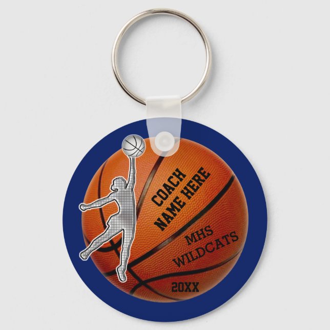 Geschenke für personalisierte Trainer und Basketba Schlüsselanhänger (Vorderseite)
