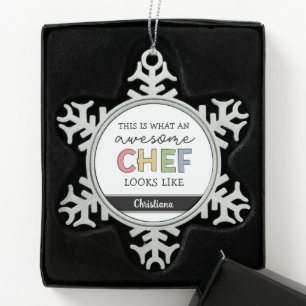 Geschenke für Phantastische Koch nach Maß   Bester Schneeflocken Zinn-Ornament