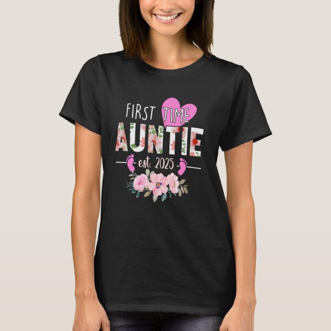 Geschenke für Tante zum ersten Mal Tante Est 2025 T-Shirt (Vorderseite)