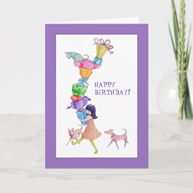 Geschenke Girl Geburtstagskarte Karte (Vorderseite)