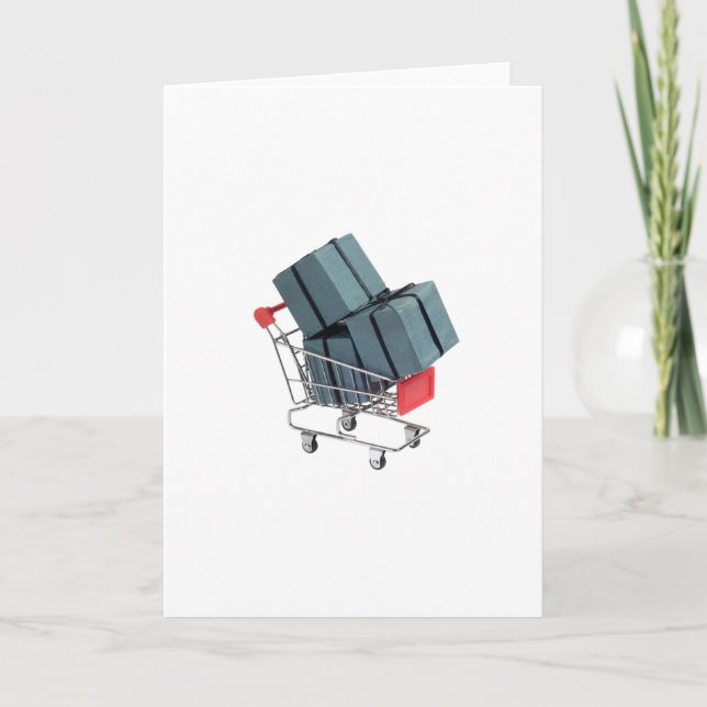 Geschenke im Prüfschlitten Feiertagskarte (Vorderseite)