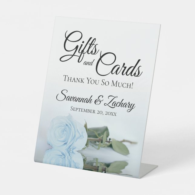 Geschenke & Karten Elegante Dusty Blue Rose Vielen Sockelschild (Vorderseite)