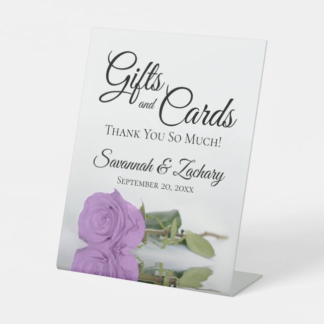 Geschenke & Karten Elegante Lilac Lila Rose Vielen Sockelschild (Vorderseite)