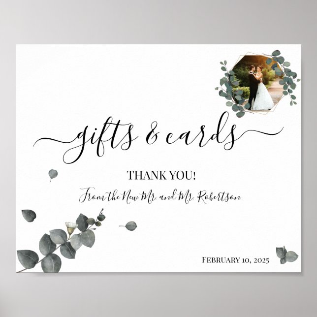 Geschenke & Karten Hochzeitgenössische Grüne Eukal Poster (Vorne)