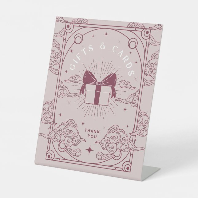 Geschenke & Karten Rosa Tarot Babydusche Sockelschild (Vorderseite)