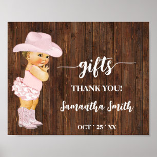 Geschenke Little Pink Cowgirl Western Baby Dusche Poster