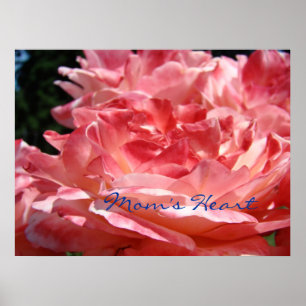 Geschenke mit Moms Heart Kunstprint Rosa Rote Rose Poster