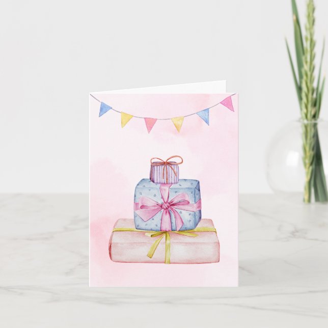 Geschenke pastellblau karte (Vorderseite)