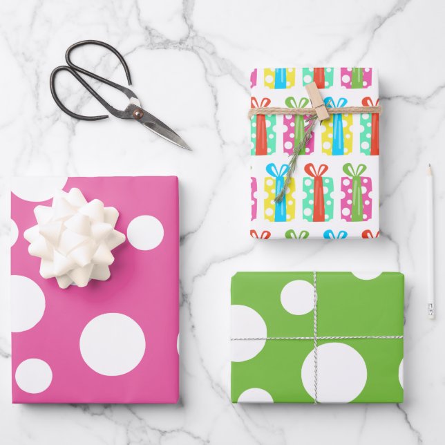 Geschenke präsentiert Polka Dots Geschenkblätter Geschenkpapier Set (Vorderseite)