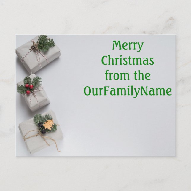 Geschenke präsentiert White Christmas Customize Po Postkarte (Vorderseite)