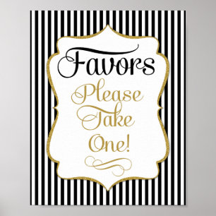 Geschenke Schild Schwarz Gold Streifen
