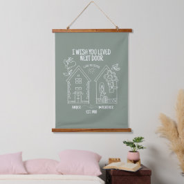 Geschenke Schwester Ich wünschte, Sie leben neben  Wandteppich Mit Holzrahmen