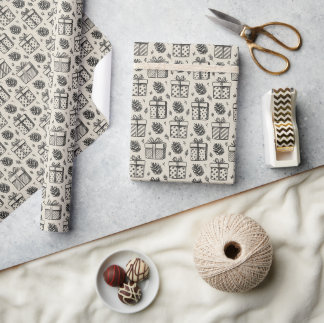 Geschenke & Tannenzapfen-Verpackungspapier Geschenkpapier