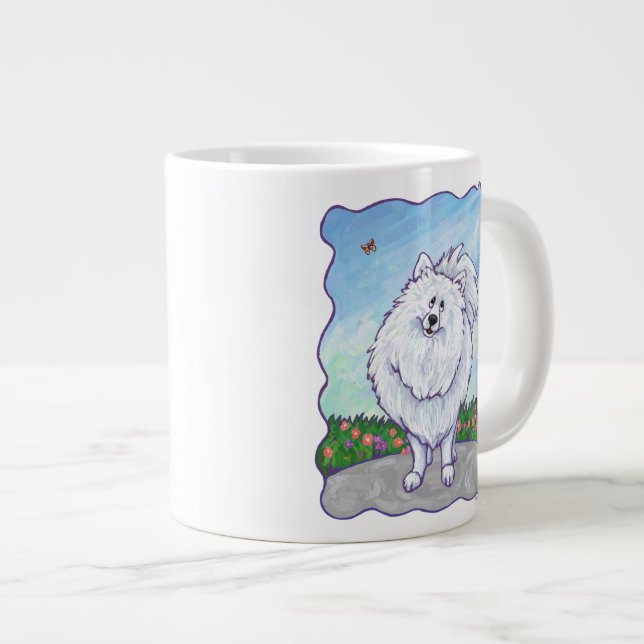 Geschenke und Accessoires aus weißem Spitz Jumbo-Tasse (Vorderseite Rechts)
