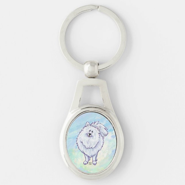 Geschenke und Accessoires aus weißem Spitz Schlüsselanhänger (Vorderseite)