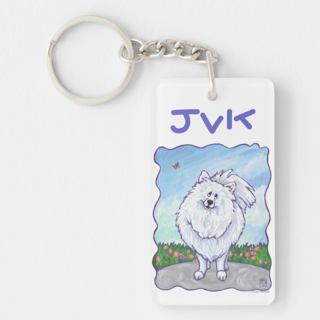 Geschenke und Accessoires aus weißem Spitz Schlüsselanhänger (Vorderseite)