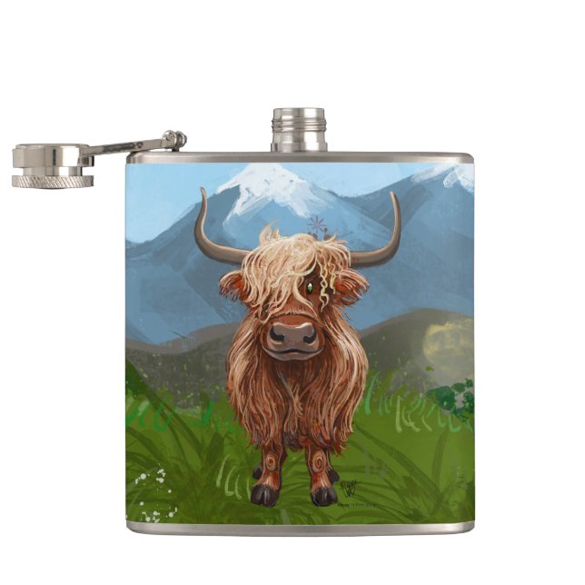 Geschenke und Accessoires für Kühe im Hochland Flachmann (Geöffnet)