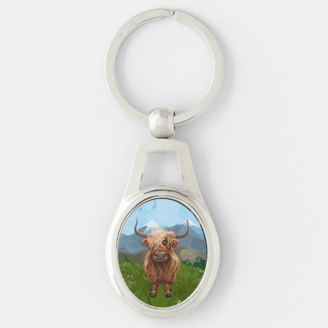 Geschenke und Accessoires für Kühe im Hochland Schlüsselanhänger (Vorderseite)