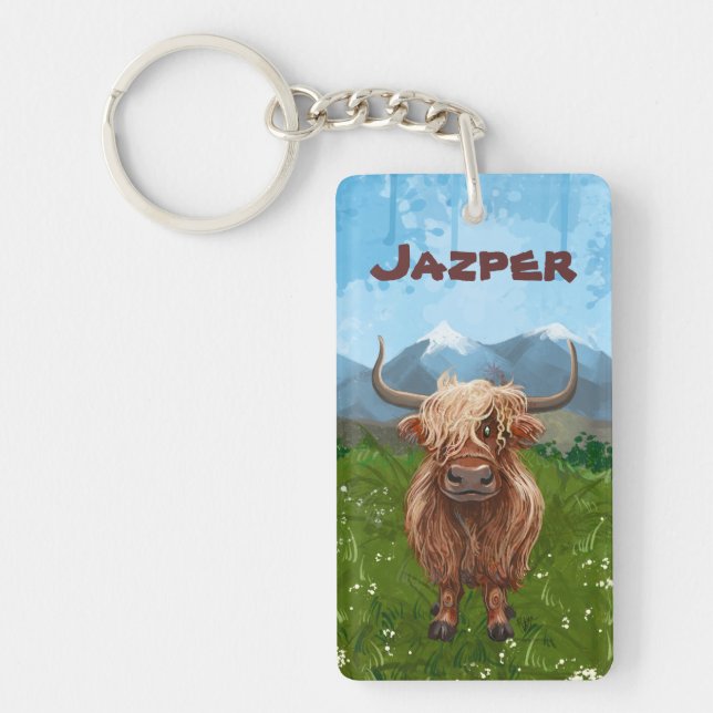 Geschenke und Accessoires für Kühe im Hochland Schlüsselanhänger (Vorderseite)