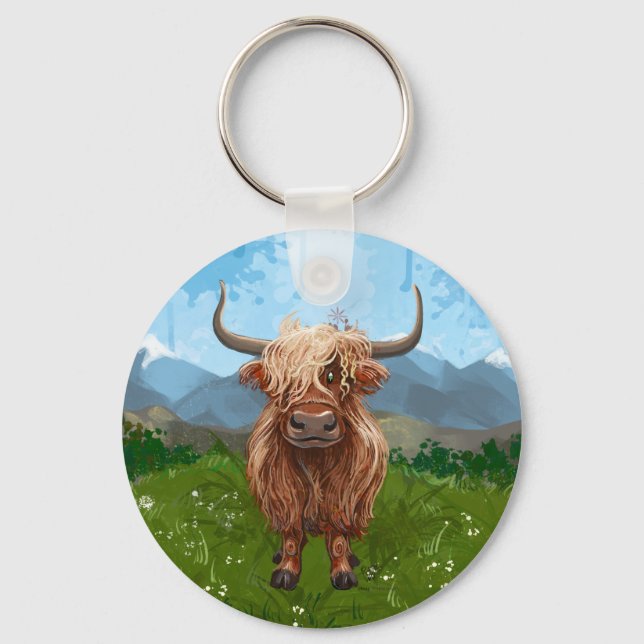 Geschenke und Accessoires für Kühe im Hochland Schlüsselanhänger (Vorderseite)