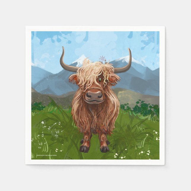 Geschenke und Accessoires für Kühe im Hochland Serviette (Vorderseite)