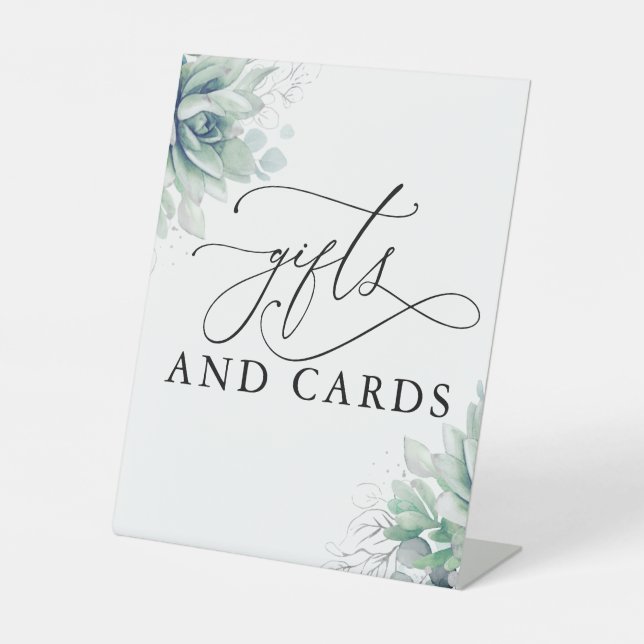 Geschenke und Card Succulents Grüne Wedding Pedest Sockelschild (Vorderseite)