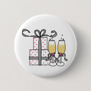 Geschenke und Champagne-Knopf Button