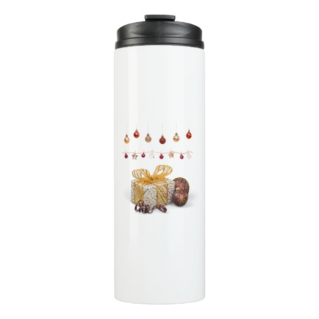 Geschenke und Christbaumkugeln Thermosbecher (Vorderseite)