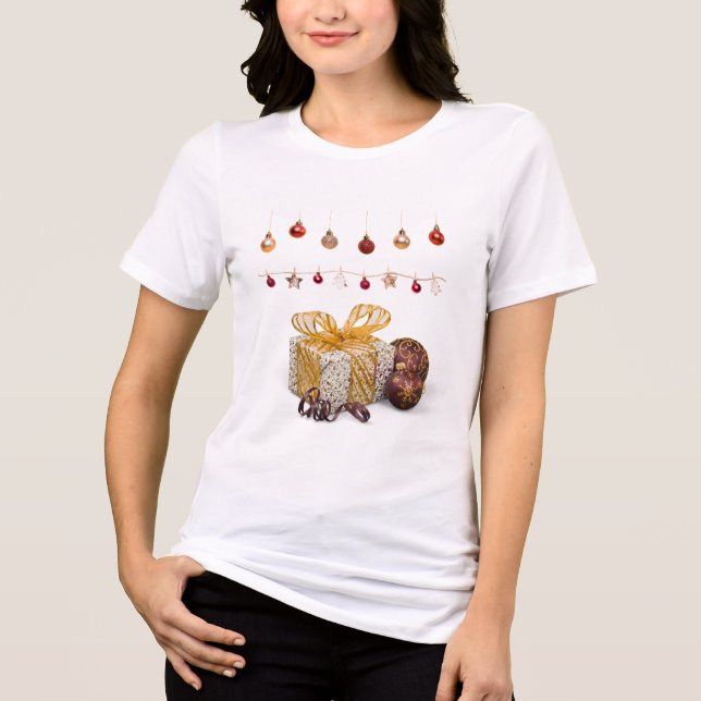 Geschenke und Christbaumkugeln Tri-Blend Shirt (Vorderseite)